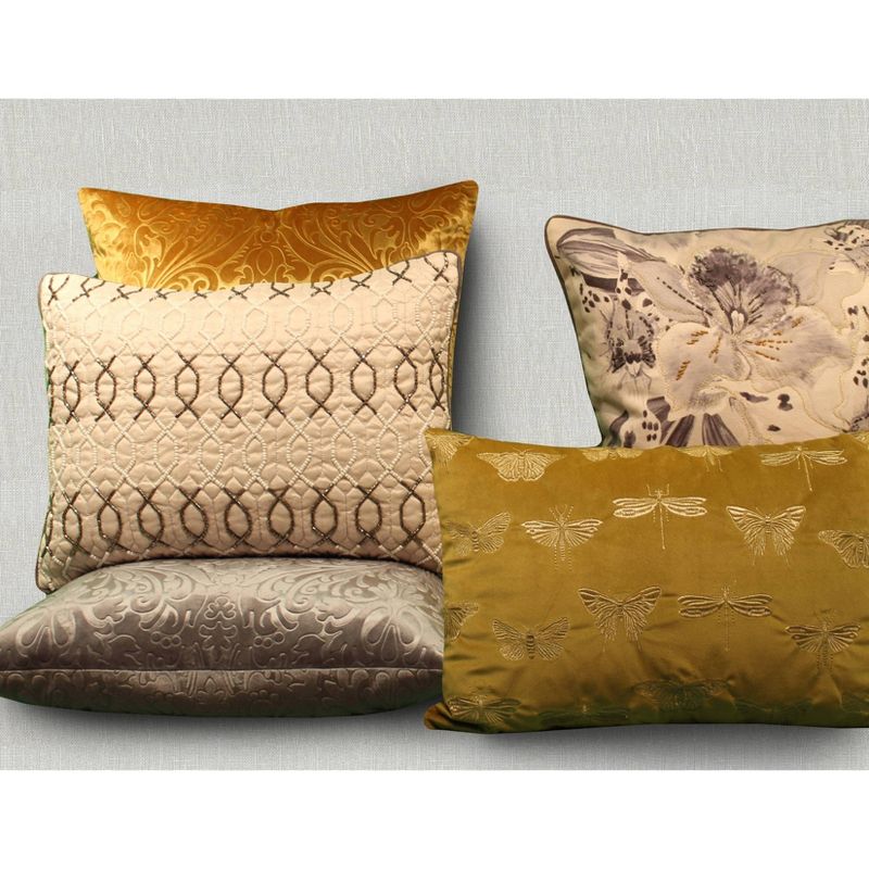 14"x20" Celebrations Lattice Beaded Lumbar Pillow Oyster - Edie@Home