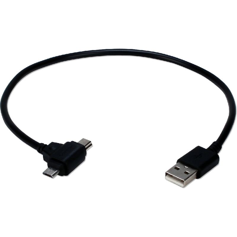 QVS 1ft USB 2-in-1 Sync & 2.1Amp Charger Cable for Smartphone & Tablet