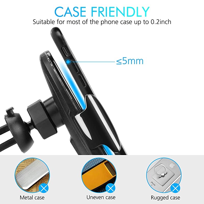 Car Charger 10W AutoClamping Qi Fast Charging Car Mount Charger Air Vent Phone Holder for iPhone 1212 ProSE1111 Pro11 Pro MaxXS Max Galaxy S20S20 PlusNote10 All Smartphone