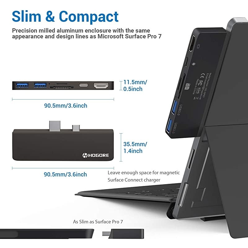 Surface Pro 7 Dock  6in2 Surface Pro 7 USB C Hub Adapter with 4K HDMI USB C PD charging 2USB30SDMicroSD Card Reader Microsoft Surface Pro 7 Accessories MS Surface Pro 7 Docking Station