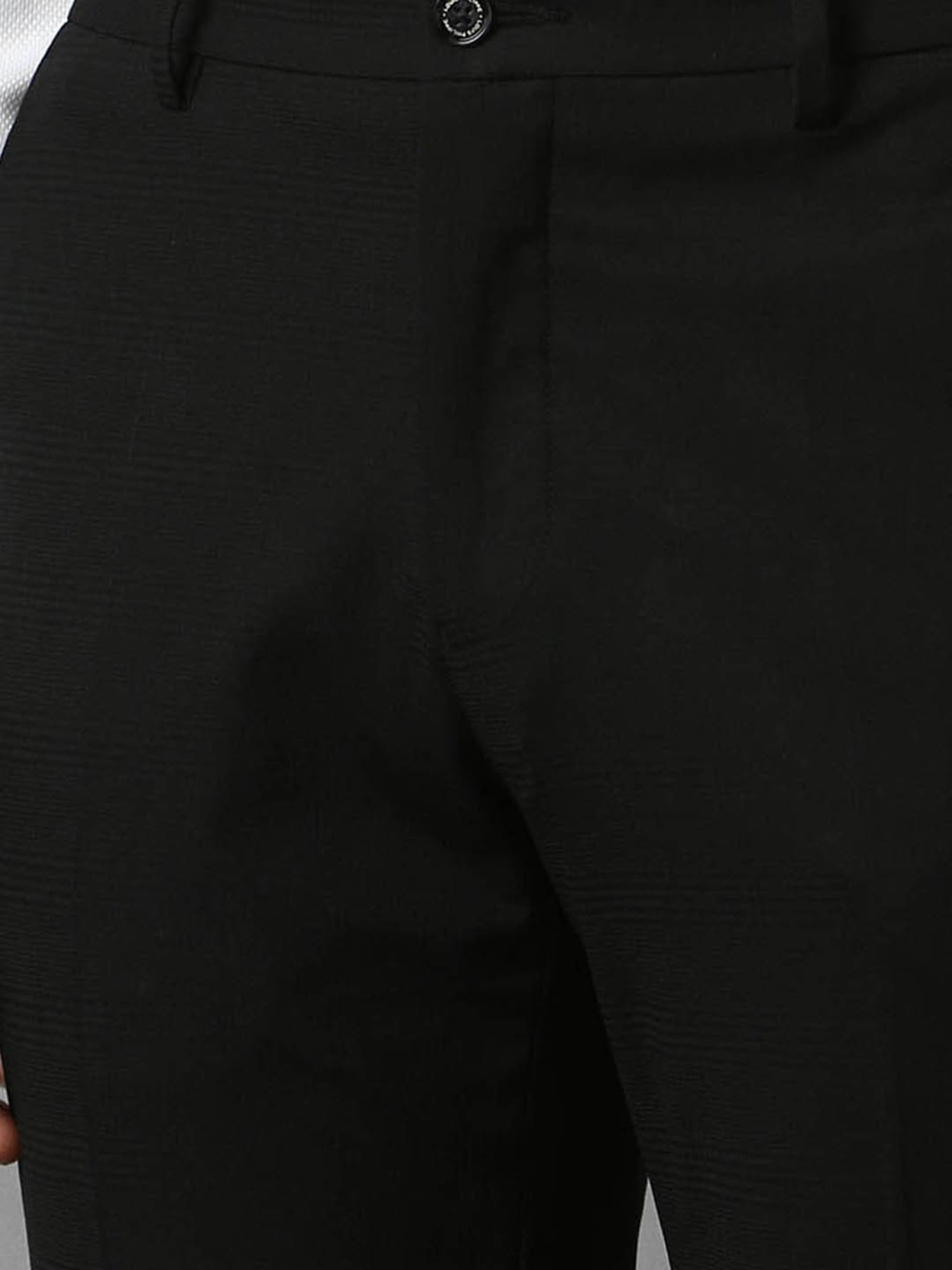 Louis Philippe Black Slim Fit Checks Trousers