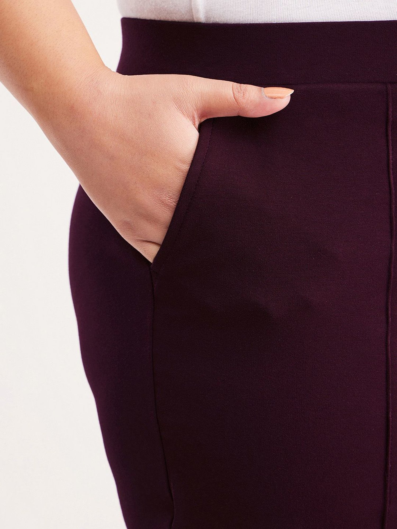 Fablestreet X Maroon Mid Rise Formal Trousers