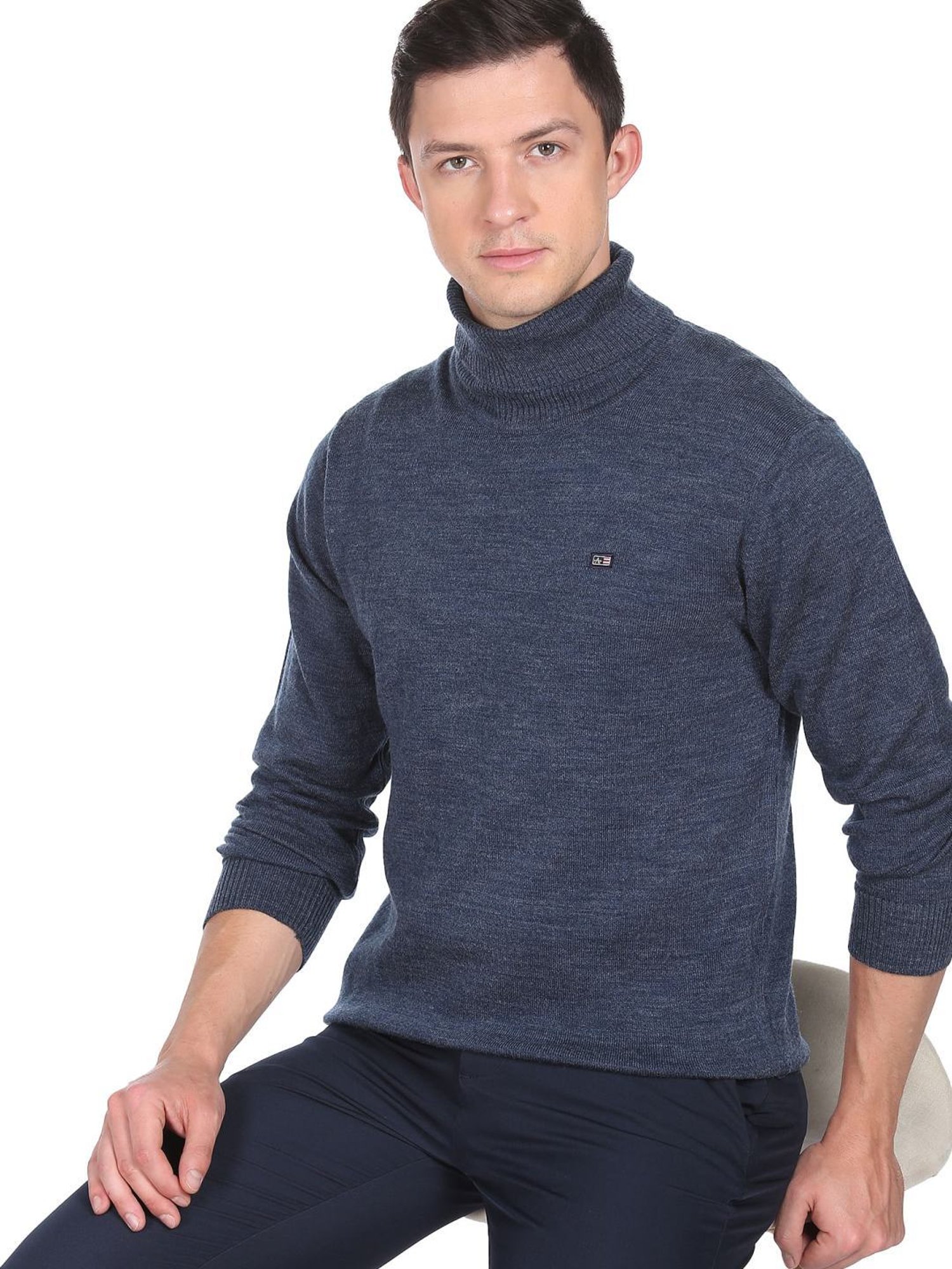 Arrow Sports Blue Regular Fit Sweater