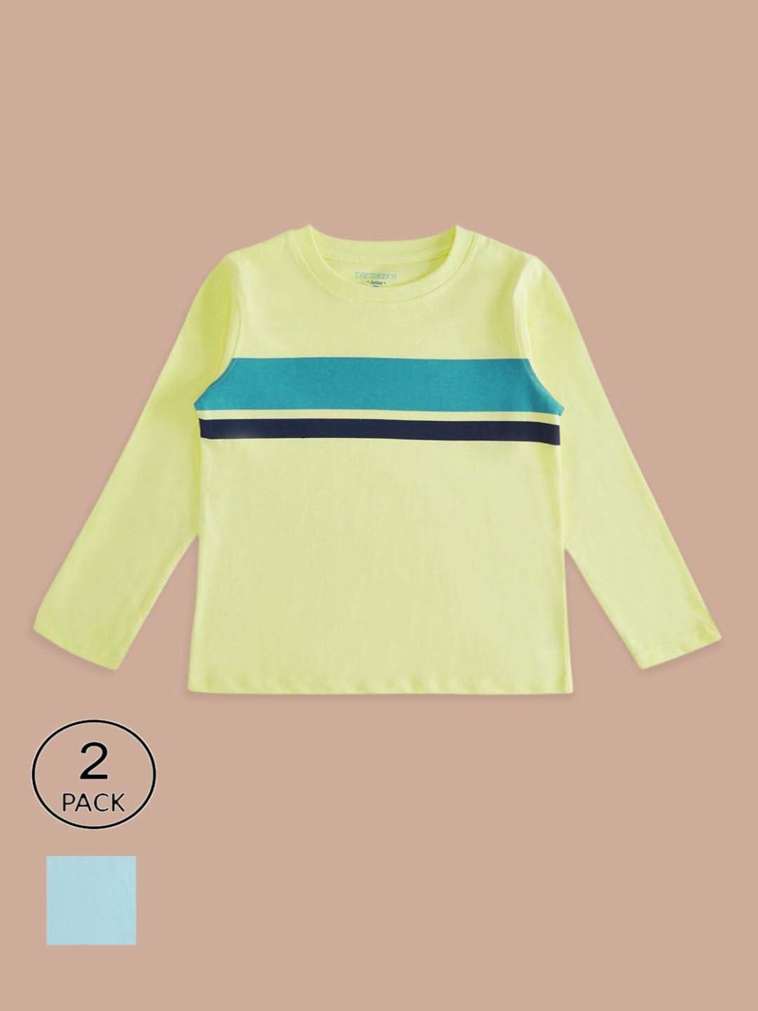 Pantaloons Baby Kids Blue & Yellow Cotton Printed Full Sleeves T-Shirt