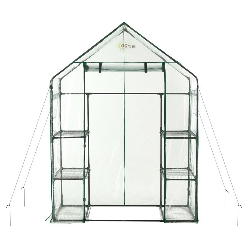 Deluxe Walk - In 3 Tier 6 Shelf Portable Greenhouse - Light Clear - Ogrow