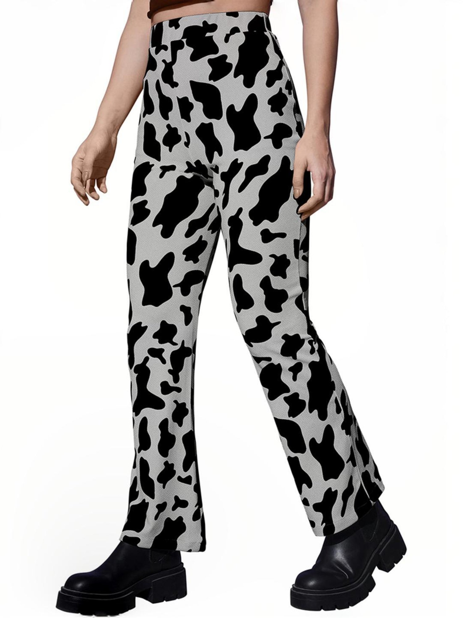 Odette Grey Printed Bootcut Pants