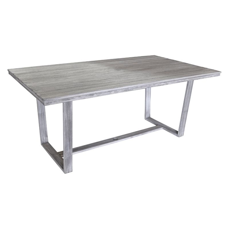 Teak Contemporary Bay Side Outdoor Rectangle Dining Table - Driftwood Gray - Courtyard Casual