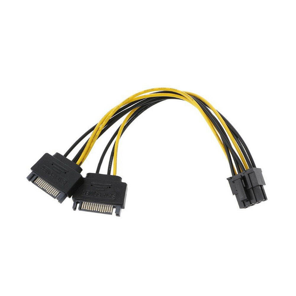 Dual SATA to PCI-E Power Cable 15Pin SATA to 8 pin / 6 pin Video Card Power Wire