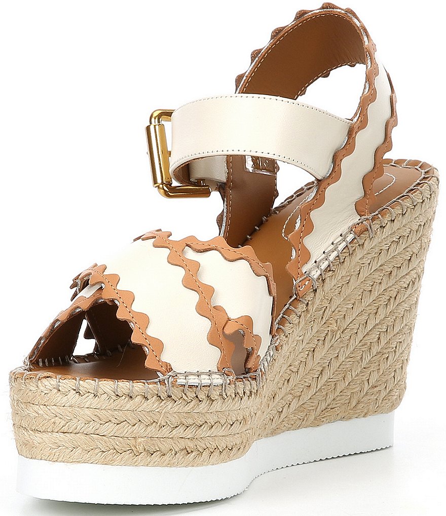 See By Chloe Glyn Leather Wedge Espadrilles