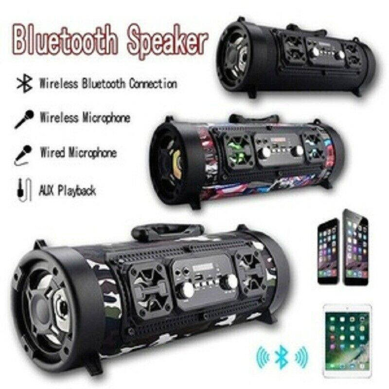 Portable Wireless Bluetooth Speaker Stereo Bass Outdoors Music AUX FM Radio USB