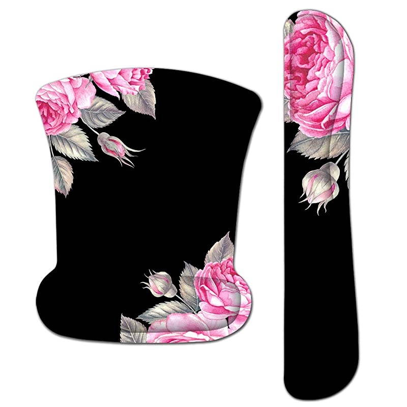 Keyboard Wrist Rest Pad and Mouse Wrist Rest Support Mouse Pad SetDurable Comfortable Lightweight for Easy Typing Pain ReliefErgonomic Support Rose