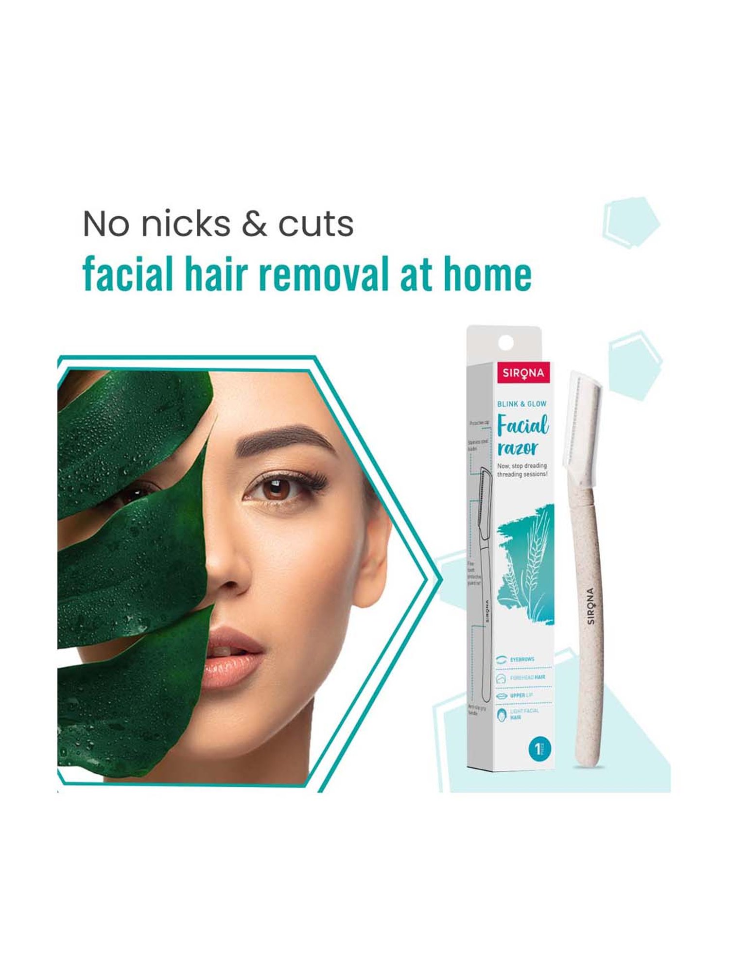 Sirona Blink & Glow Eyebrow & Face Razor for Women