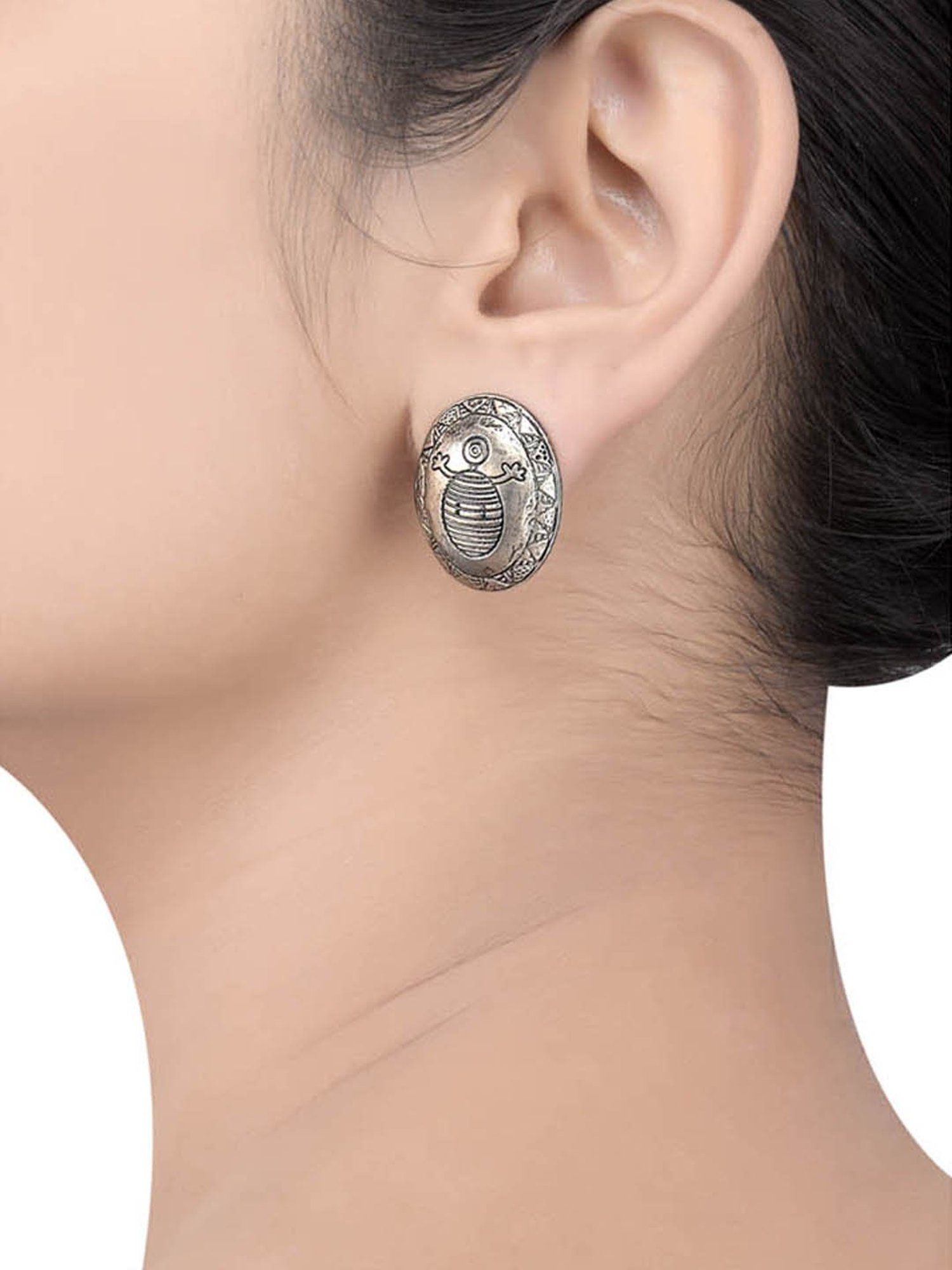 Tribe Amrapali Silver-Plated Tribal Doll Masaba Stud Earrings