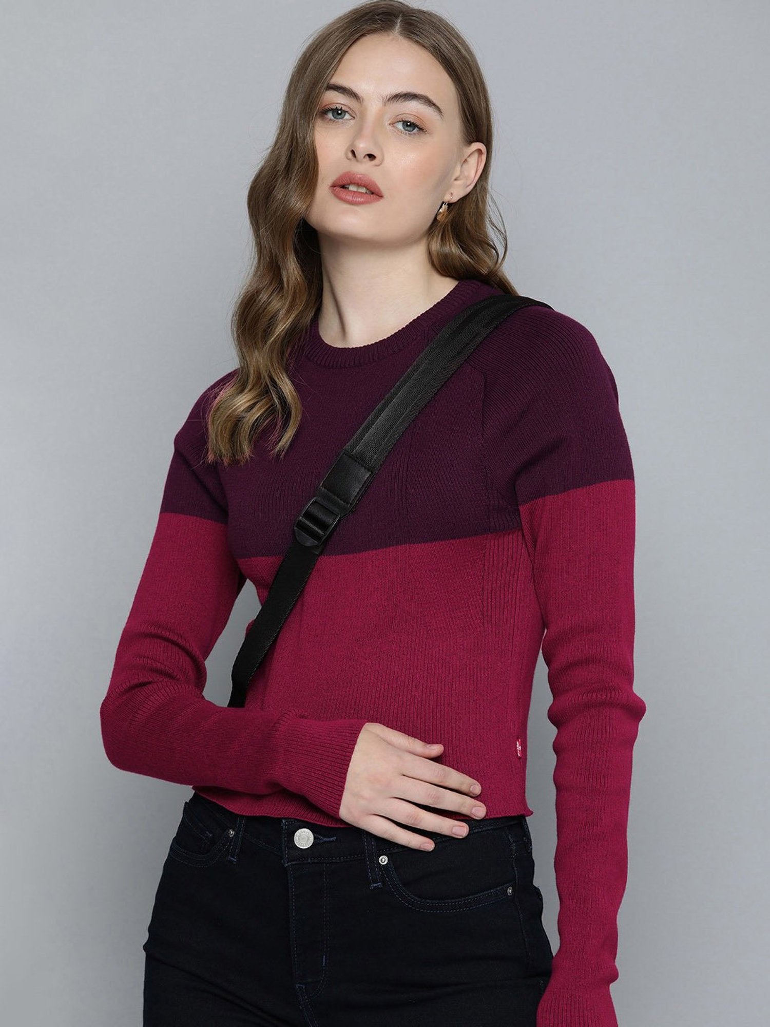Levi's Magenta & Burgundy Color-Block Pullover