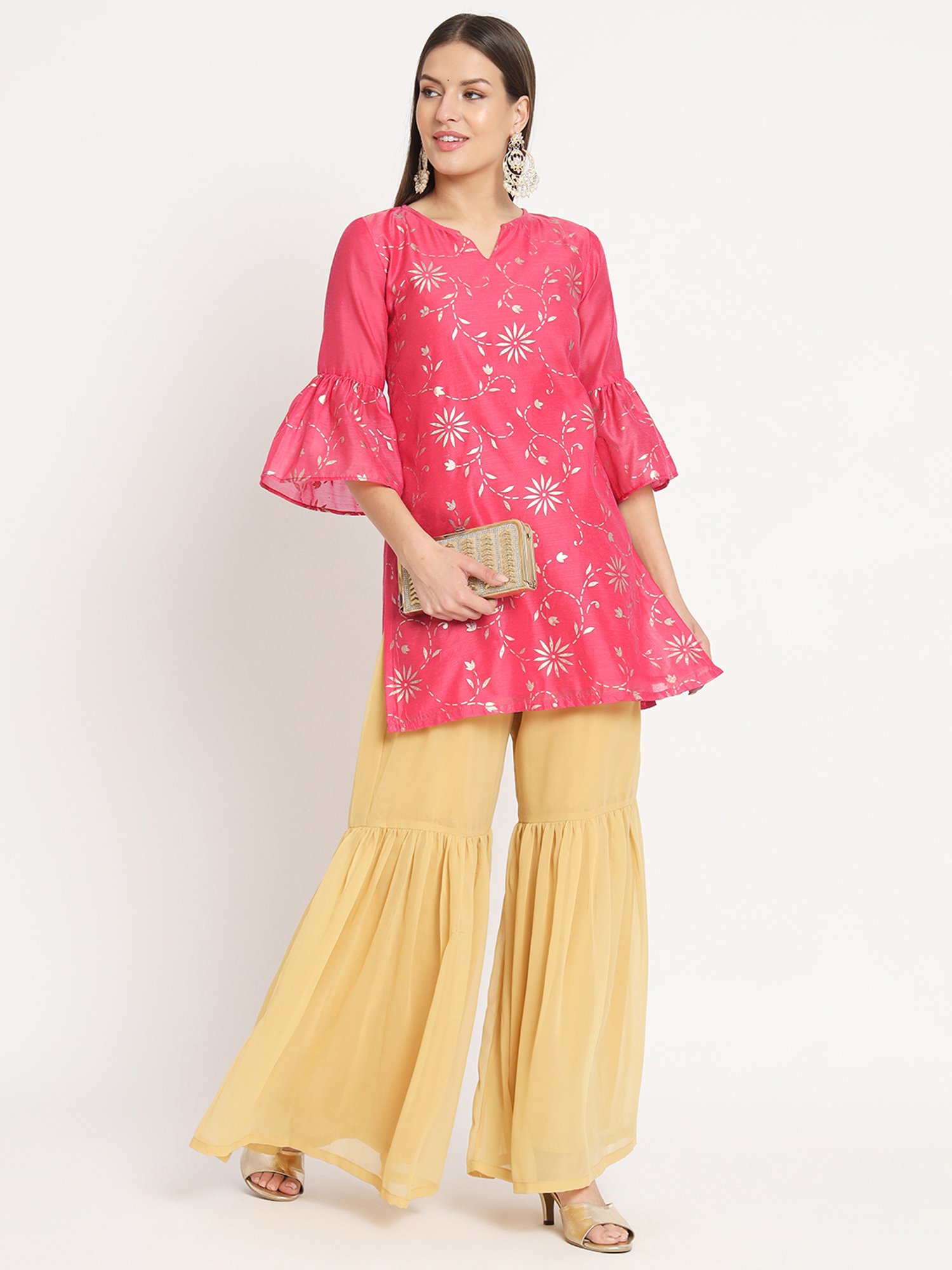 studiorasa Coral Chanderi Floral Print Straight Kurti