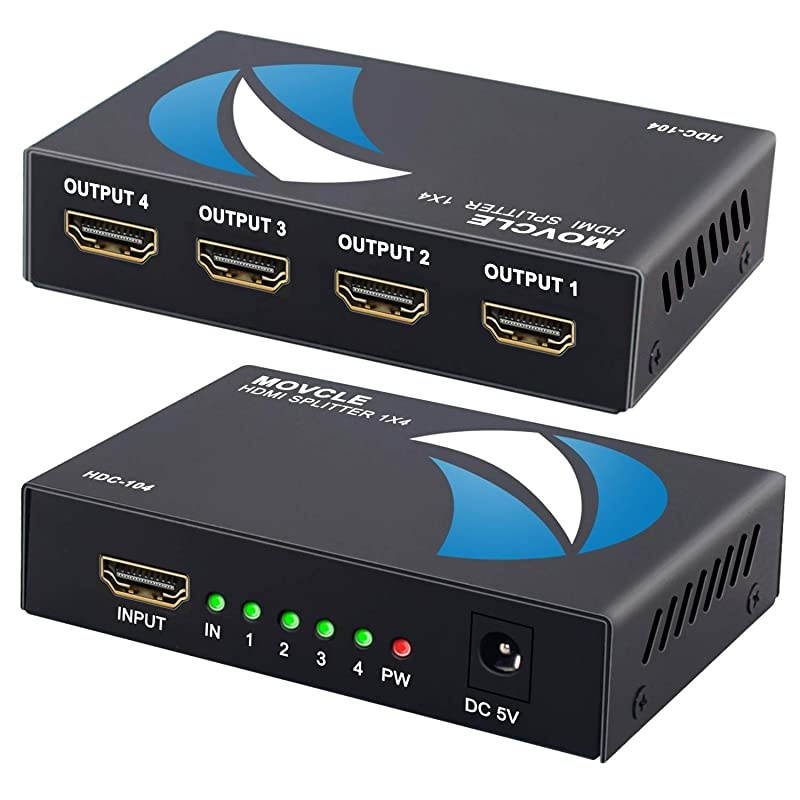 Splitter 1 in 4 Out 1x4 Ports v1.4 Powered 4K/2K Full Ultra HD 1080p US Adapter 3D Support