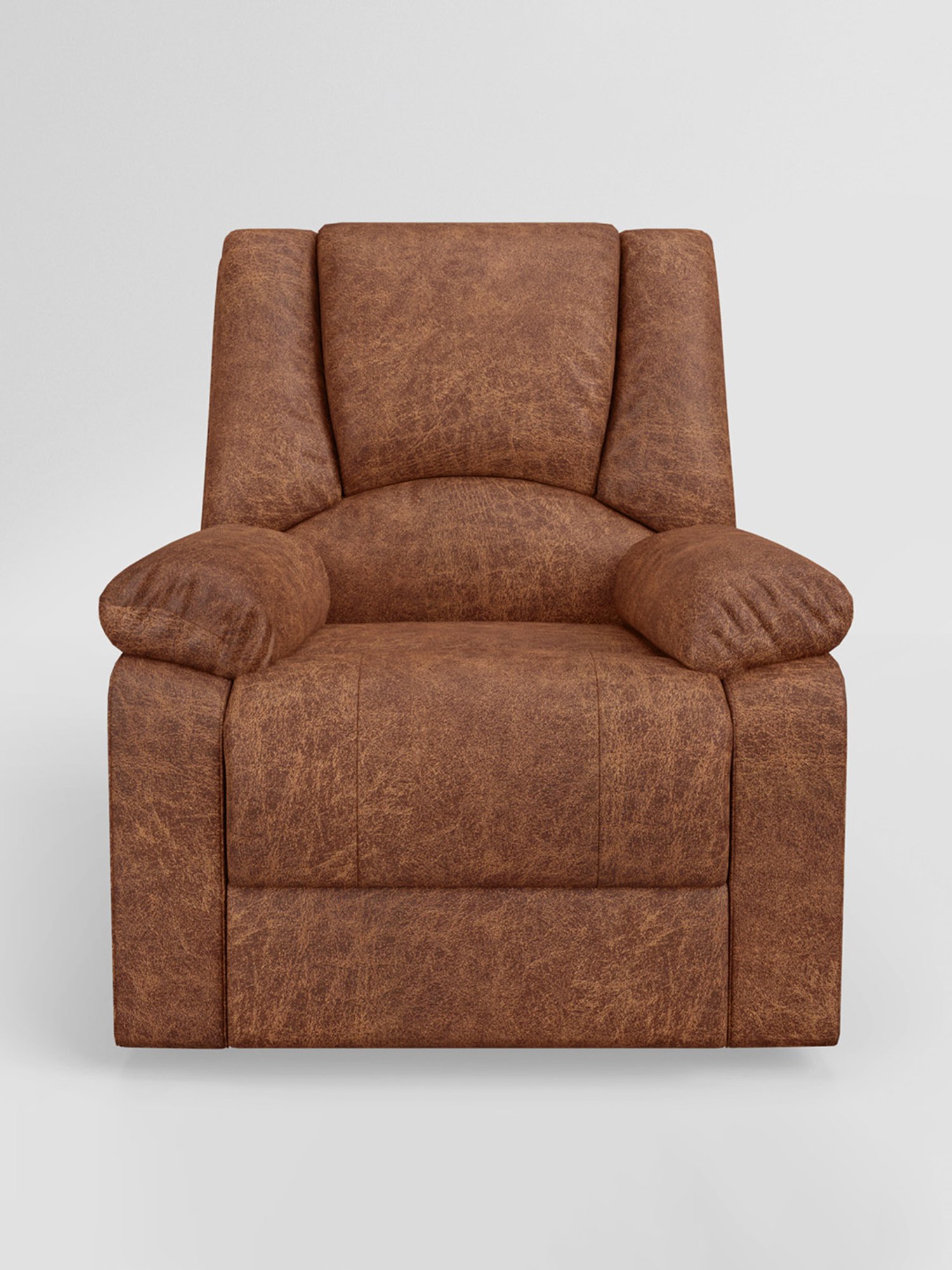 Godrej Interio Rhine V3 Caramel Brown Pinewood 1 Seater Recliner Sofa
