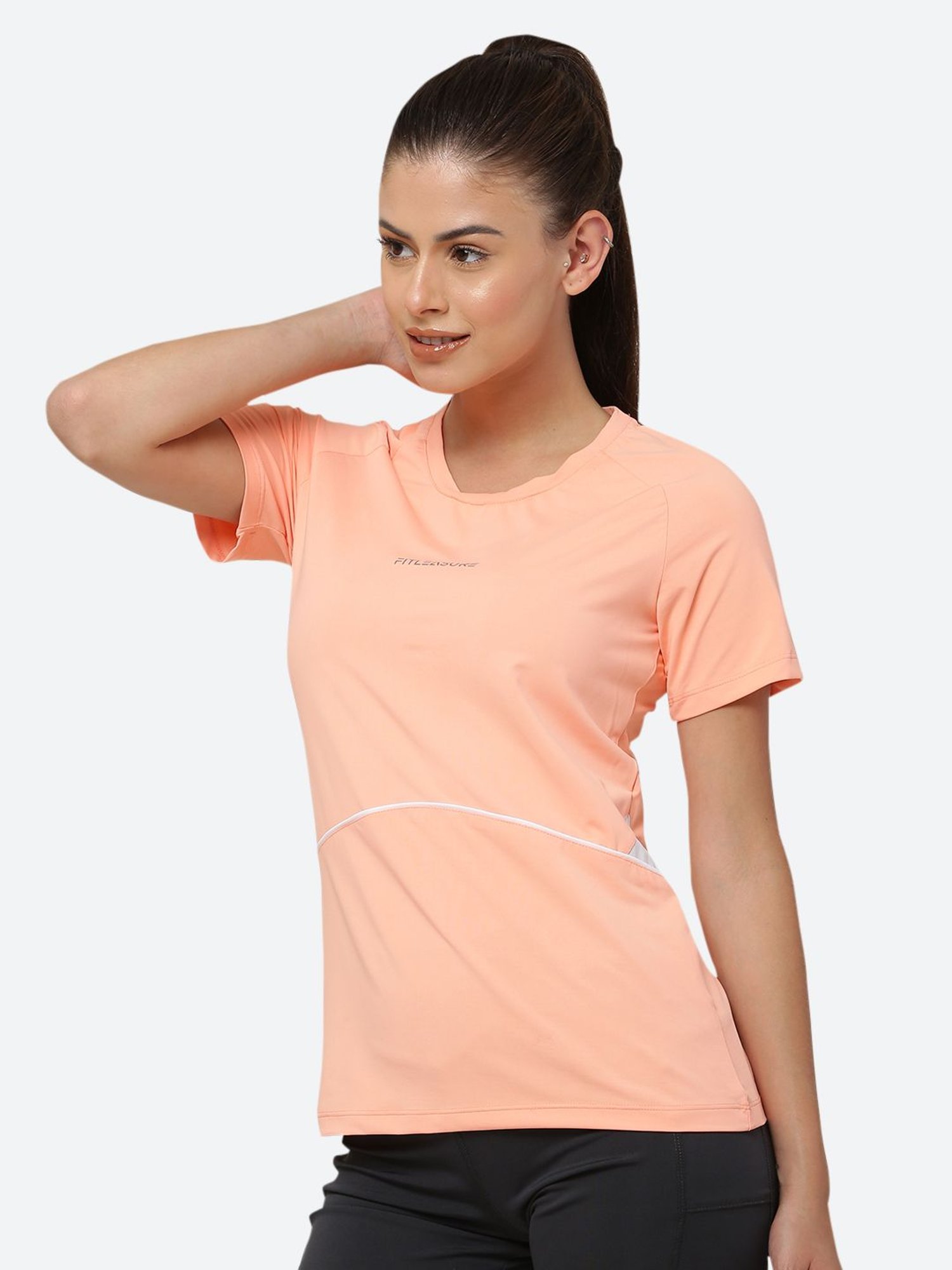 Fitleasure Peach Regular Fit T-Shirt