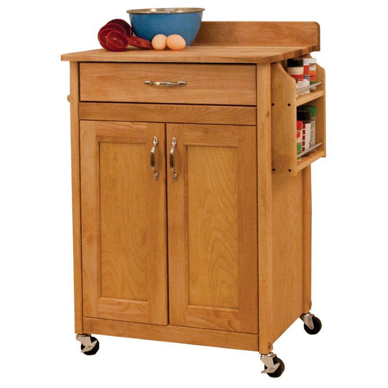 Wood Kitchen Cart in Natural Birch in Brown - Catskill Craftsmen