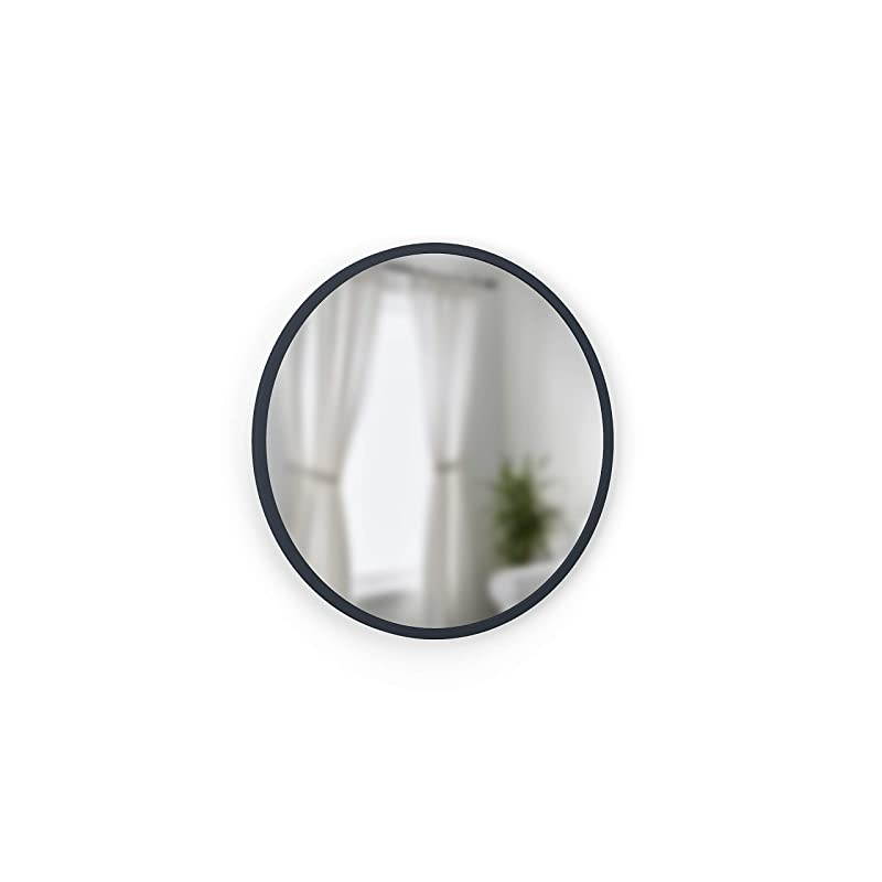 Charcoal Hub 30&rdquo; Round Wall Mirror with Rubber Frame, Modern Decor for Entryways, Bathrooms, Living Rooms Inch
