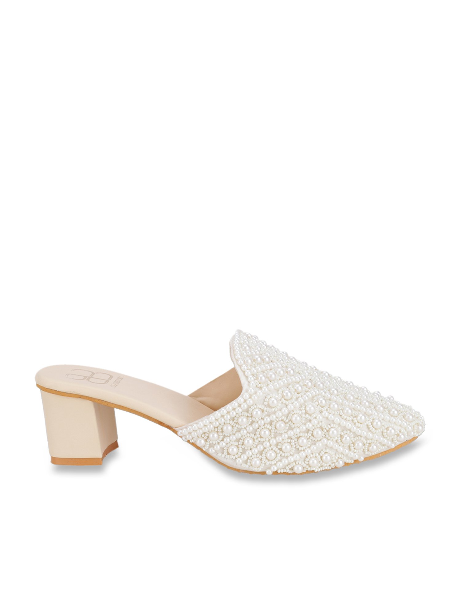 Glam Story Women's Masakali White Mule Shoes