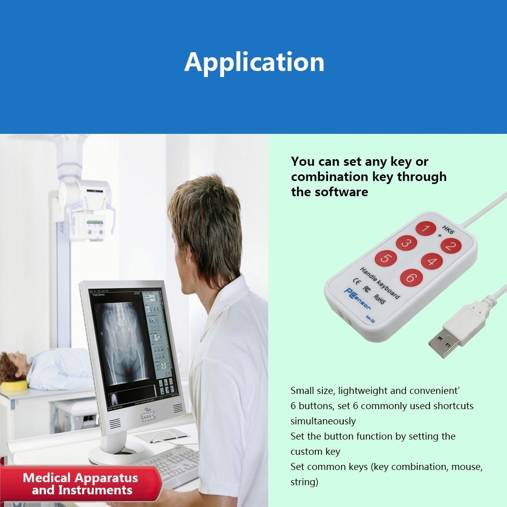 HK_6 USB Handle Keyboard 6 Buttons Handle Keyboard with 6 Shortcuts Support Custom Button Settings for