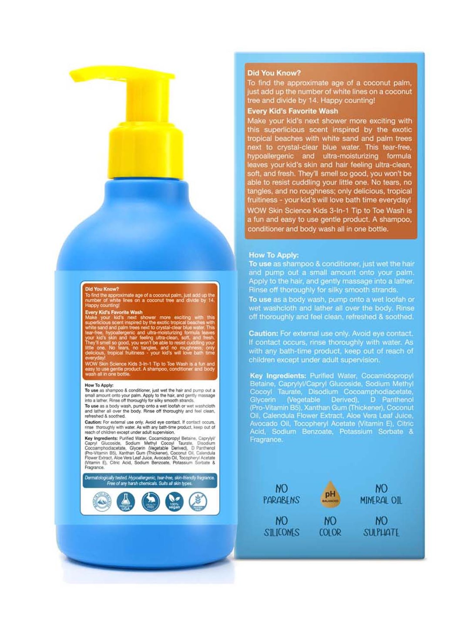 WOW Skin Science Kids 3 in 1 Tip to Toe Wash - 300 ml