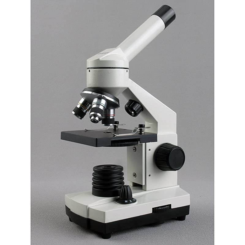 Cordless LED Metal Frame Compound Microscope w Top Bottom Lights