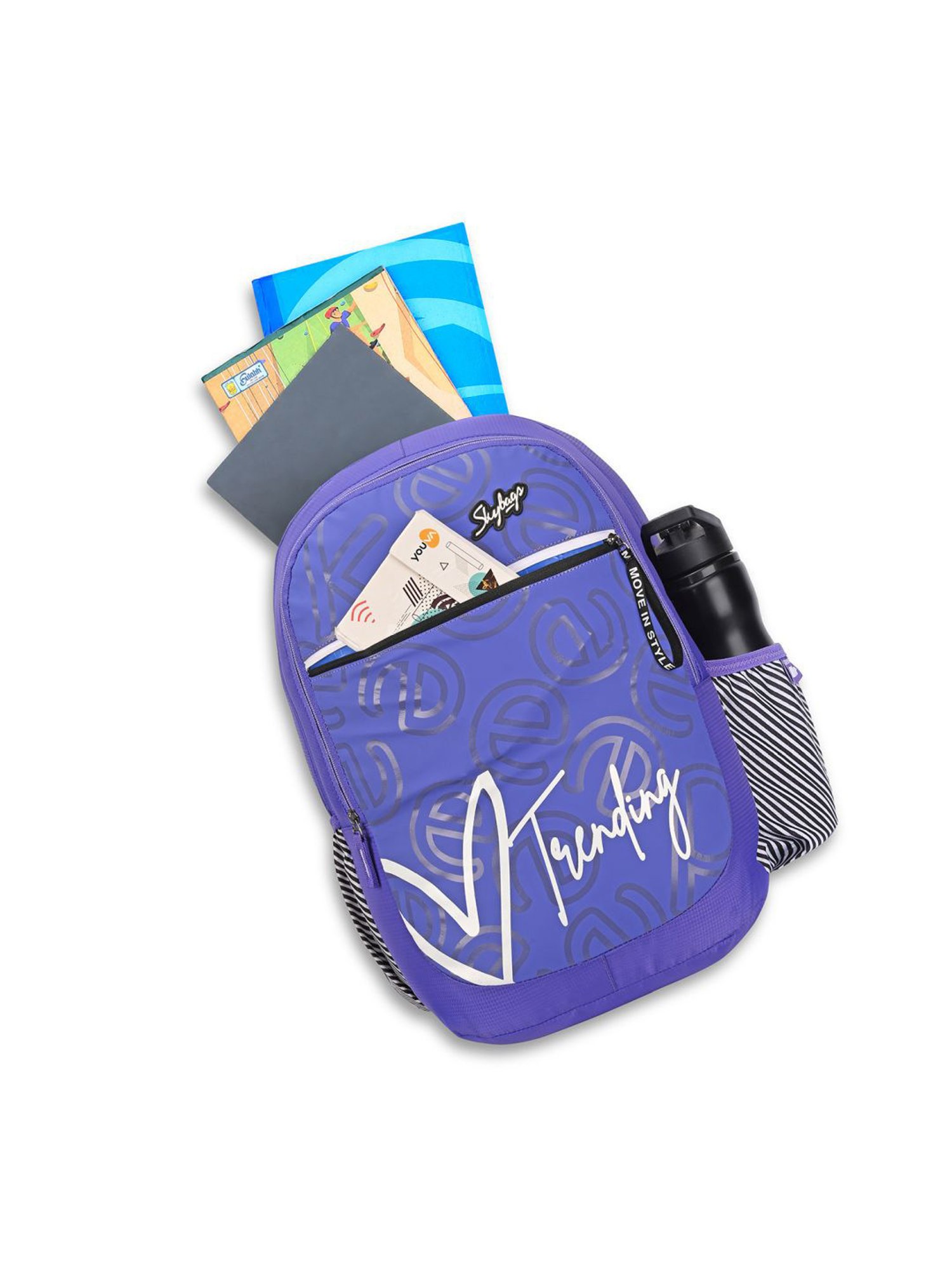 Skybags Klan 01 Purple Polyester Printed Backpack - 32 Ltrs