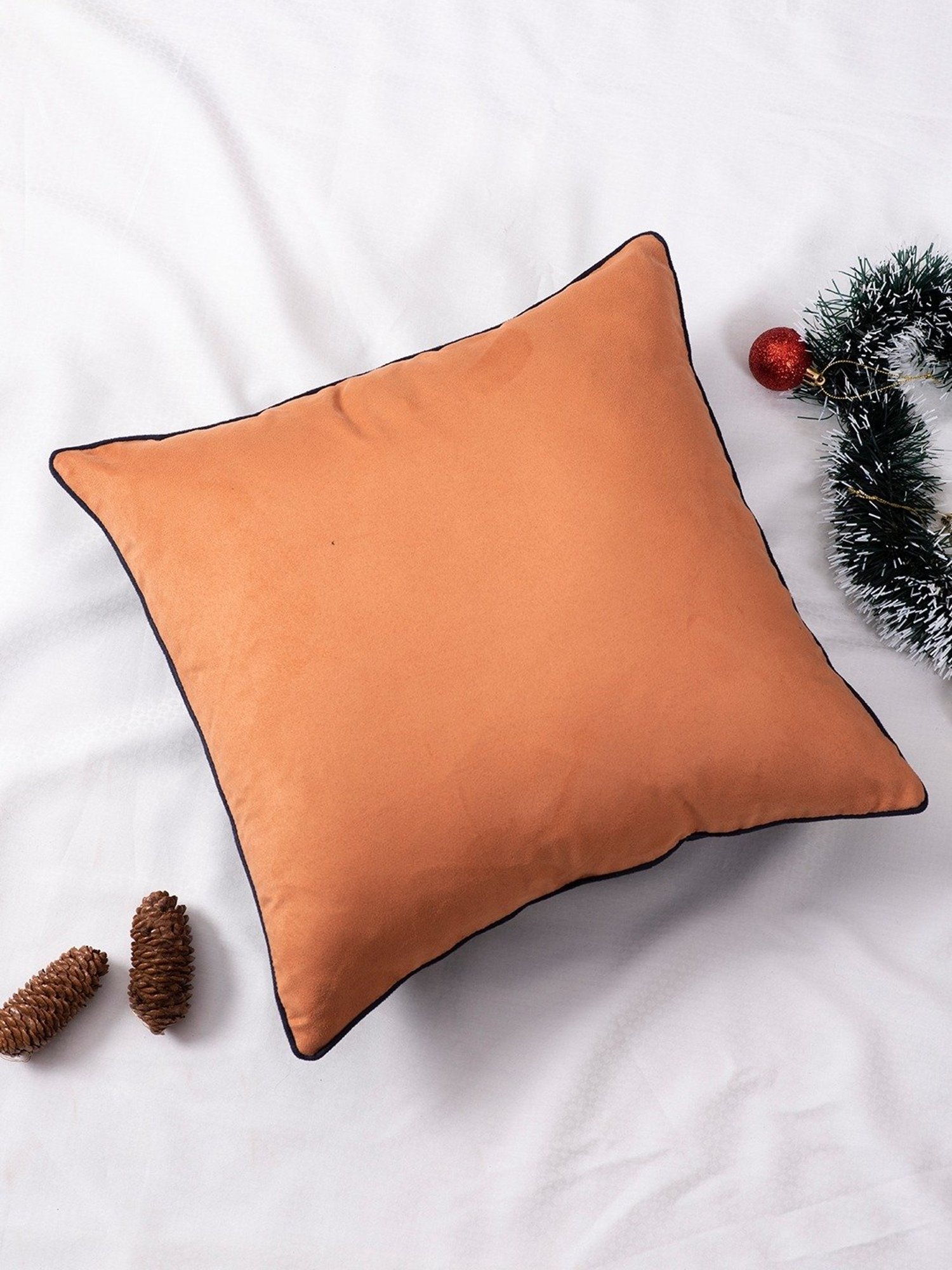 Nestroots Solid Orange Polyester Cushion Cover