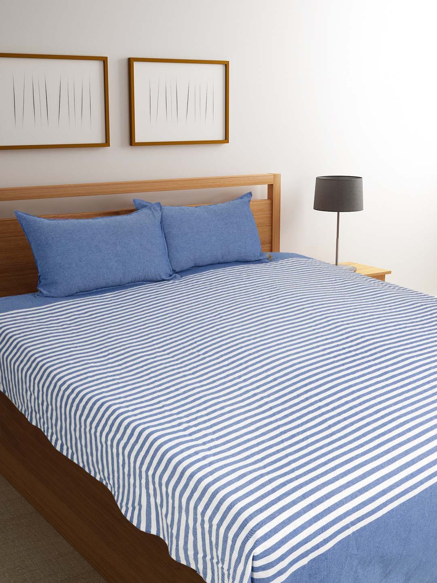 Saral Home Fab Blue 350 TC Bed Sheet Set
