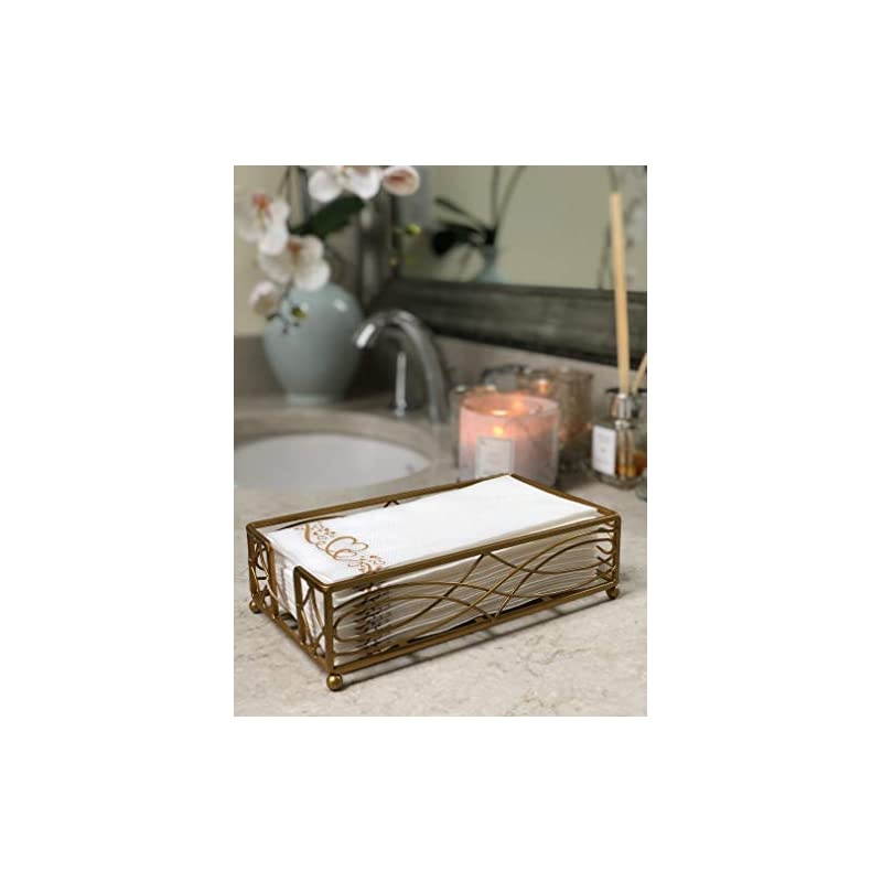 Gold Elegant Sturdy Guest Napkin Holder | Disposable Paper Hand Towel Storage Tray Caddy | Premium Quality | Bathroom Kitchen Dining Table Wedding Party Hotel Office decor | Indoor Outdoor