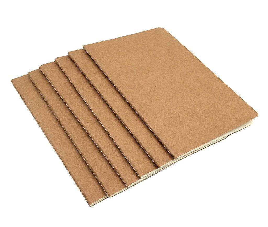 6pcs Travelers' Notebook Thread-bound Journal Diary Memo Pad,A5 Size & 30 sheets(Gridding Pages)