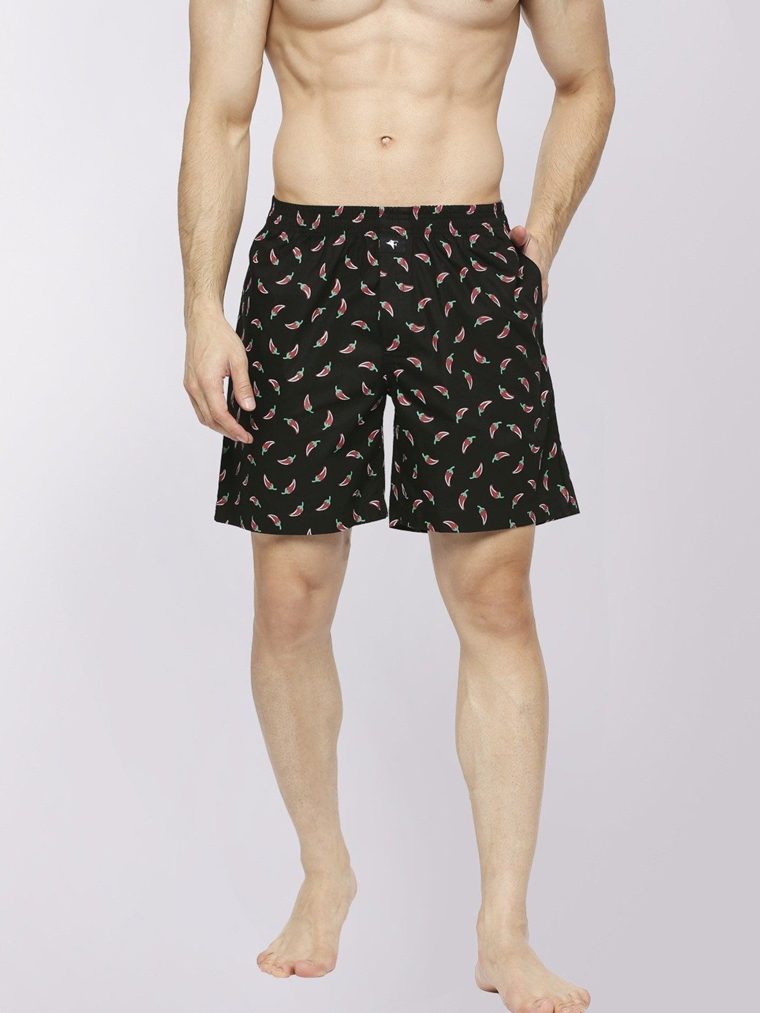 Frenchie Black Cotton Relaxed Fit Printed Boxers