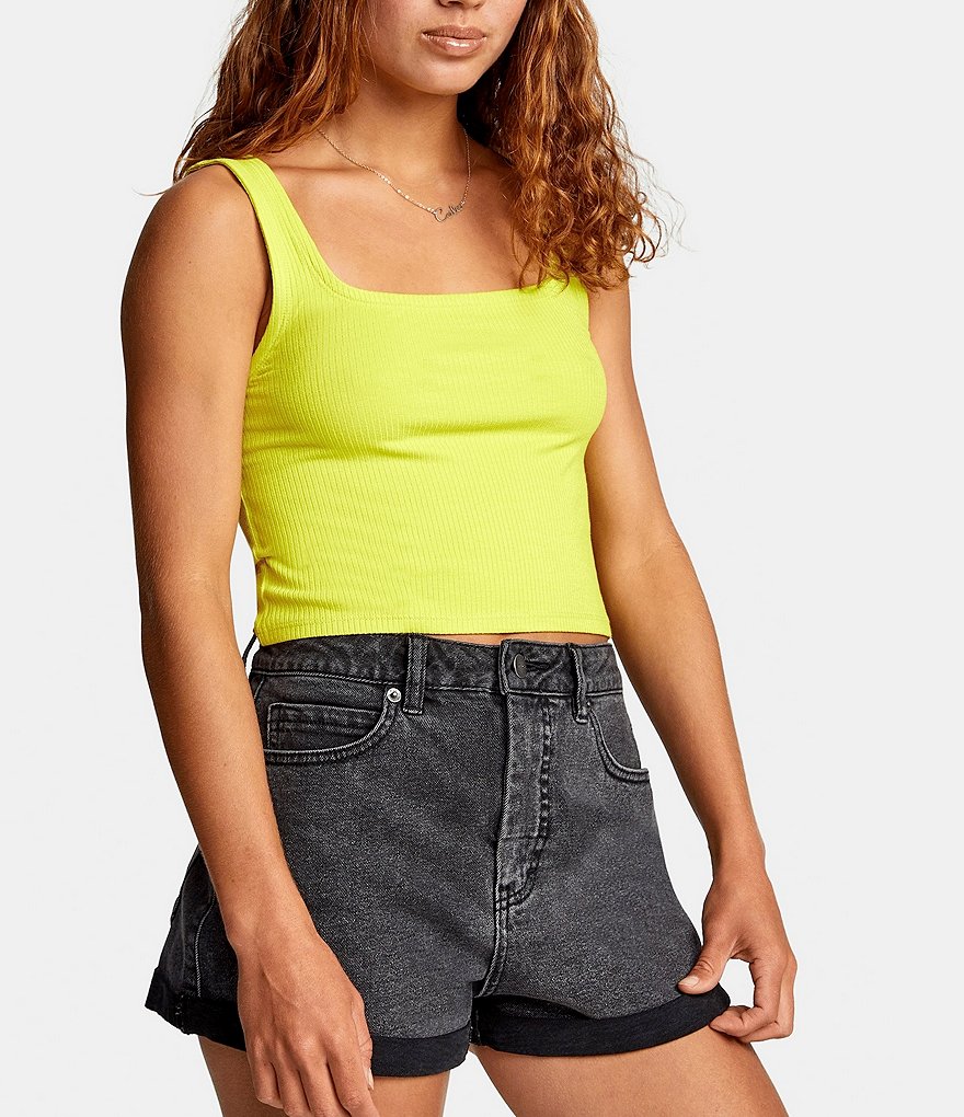 RVCA Concourse Sleeveless Cropped Rib-Knit Tank Top