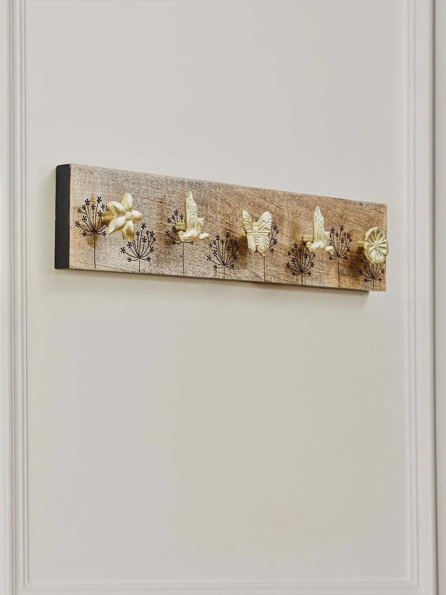 Fabindia Home Shalimaar Brown Wood 5 Peg Wall Hook