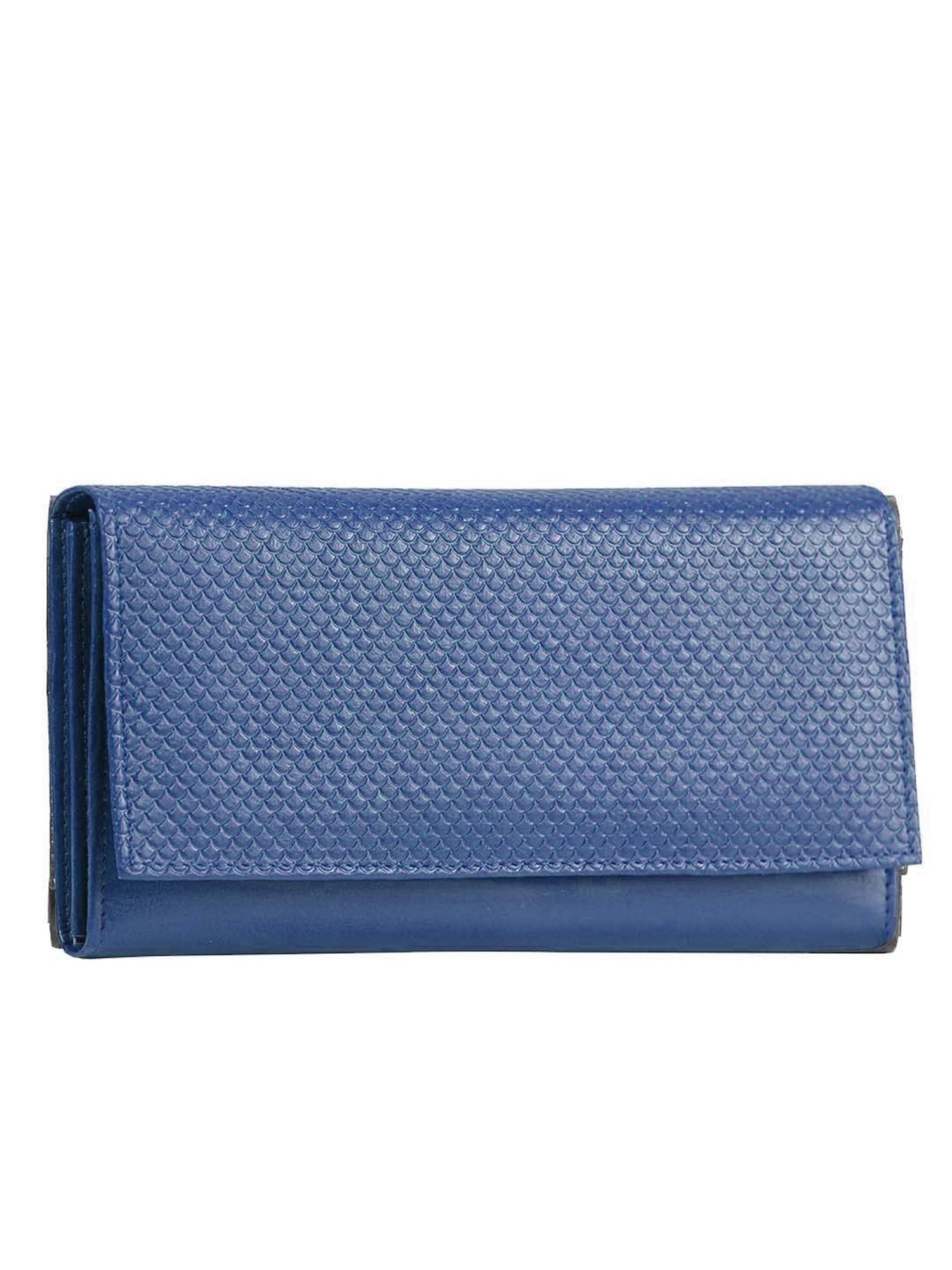 Abeeza Blue Textured Leather Large Clutch