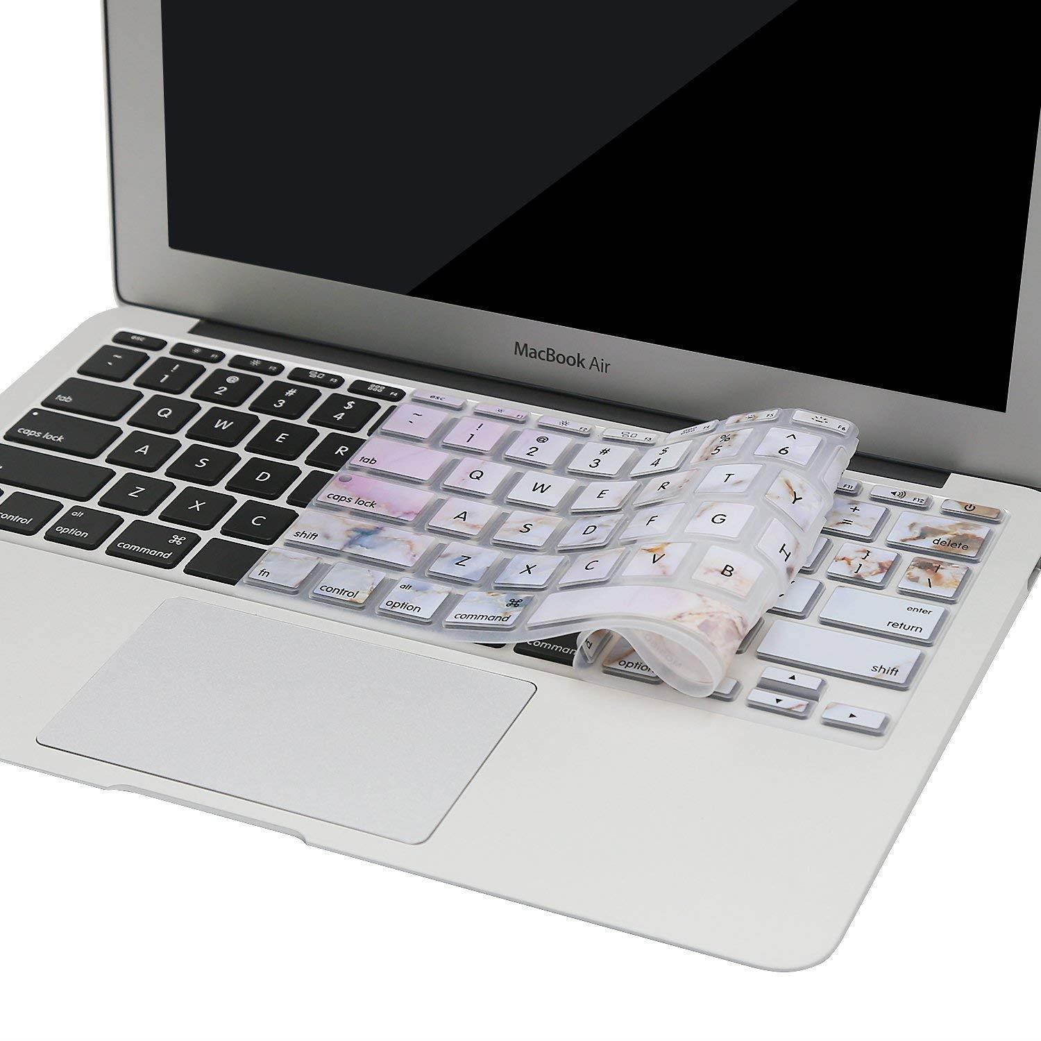 MOSISO Protective Keyboard Cover Skin Compatible MacBook Air 11 Inch (Models: A1370 & A1465), Colorful Marble