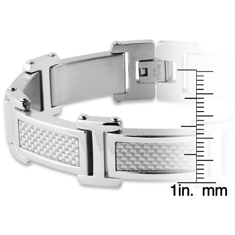 Men's Crucible Stainless Steel Gray Carbon Fiber Link Bracelet