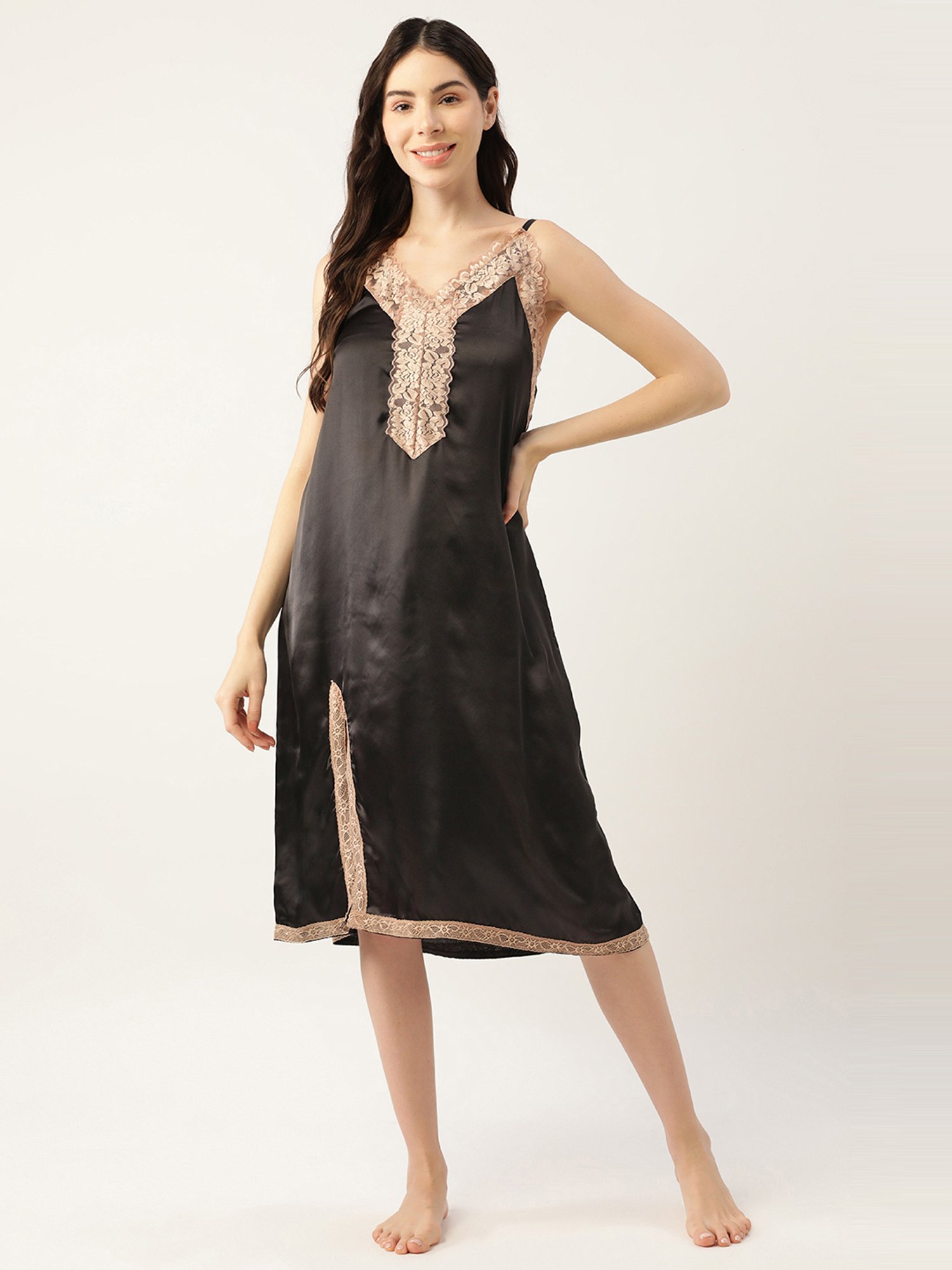 Ms.Lingies Black Lace Work Nighty