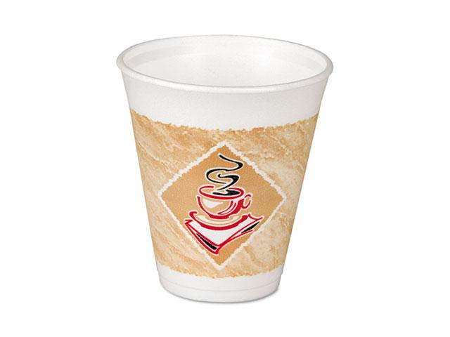 Dawn 8X8G Foam Hot/Cold Cups, 8 oz, White w/Brown & Green, 1000/Carton