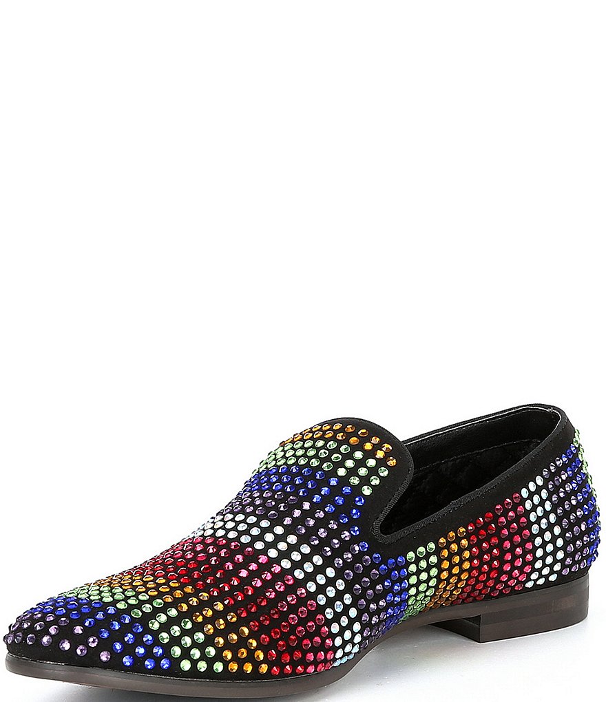 Steve Madden Men's Charmer Crystal Embellishment Rainbow Slip-On Loafers
