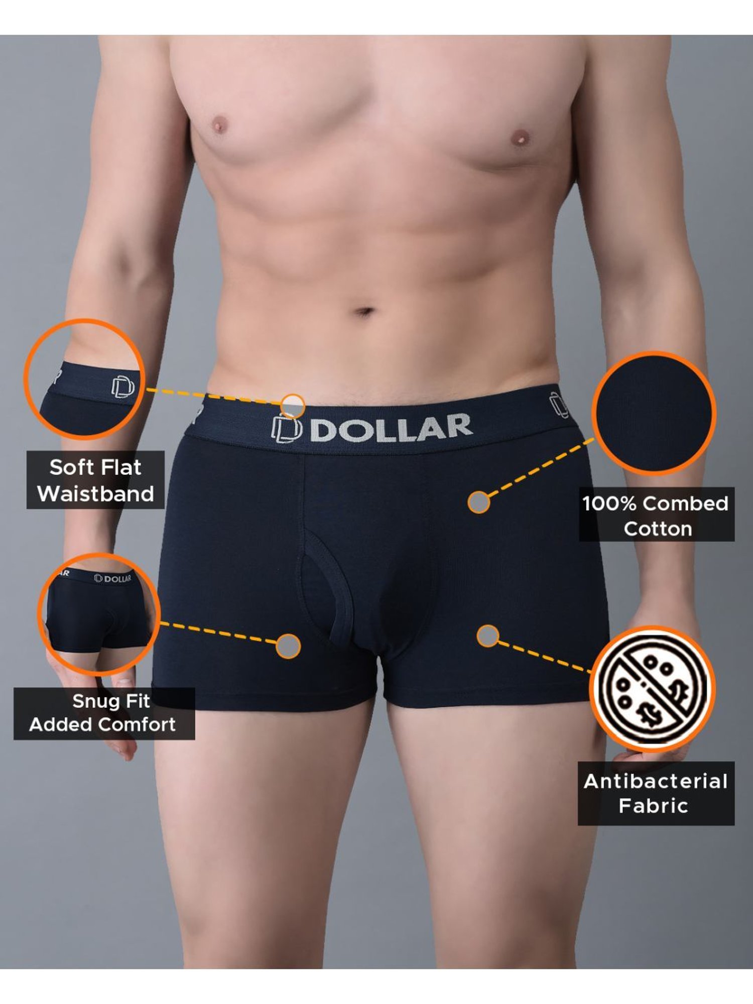 Dollar Bigboss Assorted Cotton Regular Fit Trunks - Pack Of 2