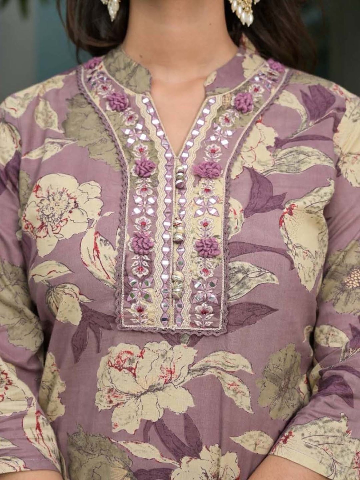 Varanga Purple Cotton Printed Kurta Salwar Set With Dupatta