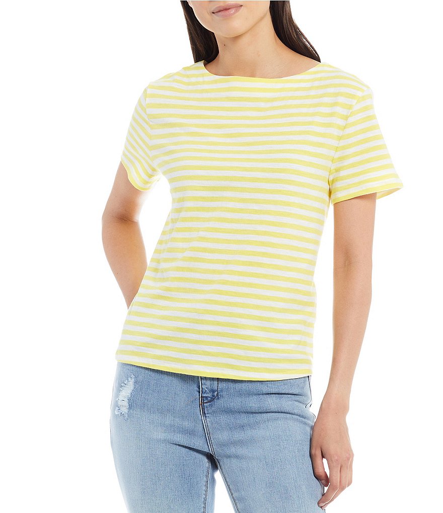 A Loves A Bateau Neck Short Sleeve Stripe Tee