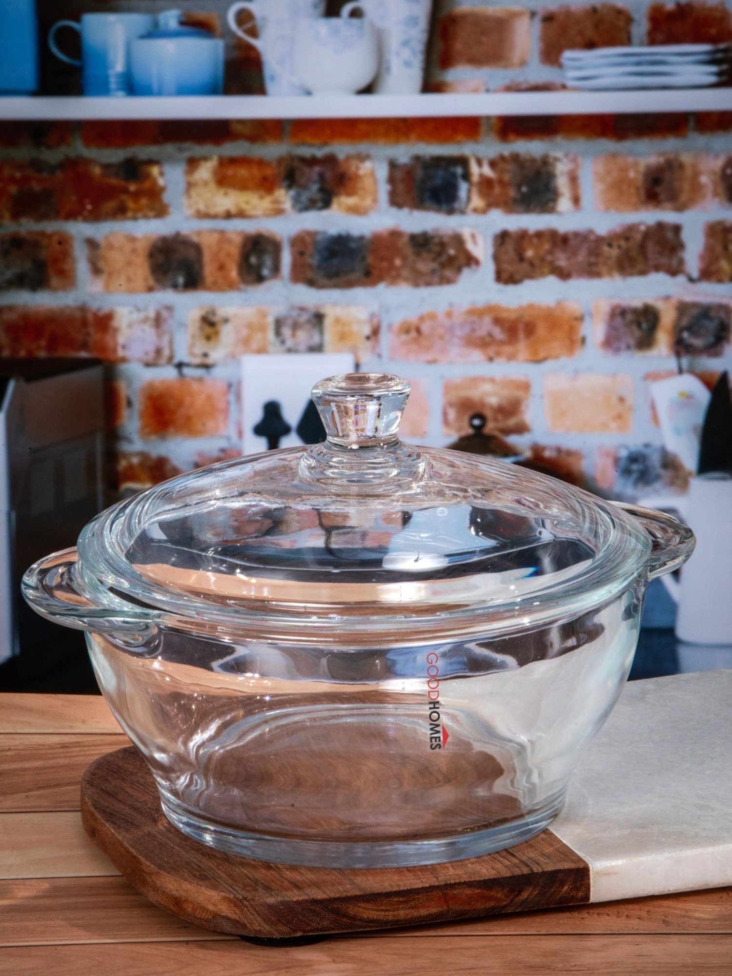 Goodhomes Transparent Glass Serving Bowl - Set of 2