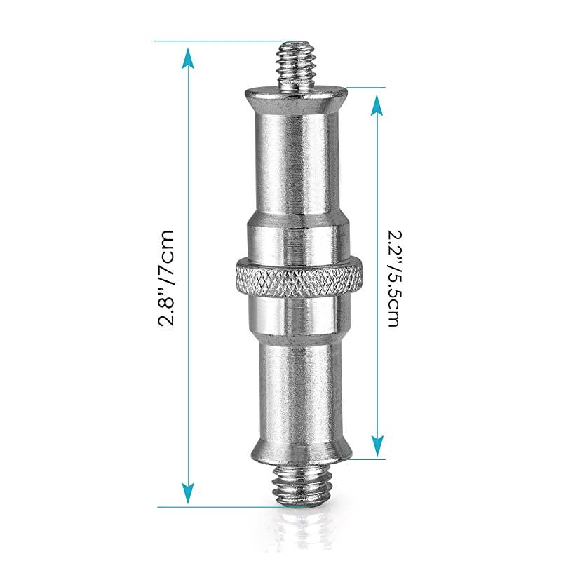 2 Pieces Standard 14 to 38 inch Metal Male Convertor Threaded Screw Adapter Spigot Stud for Studio Light Stand HotshoeColdshoe Adapter Ball Head Wireless Flash Receiver Trigger