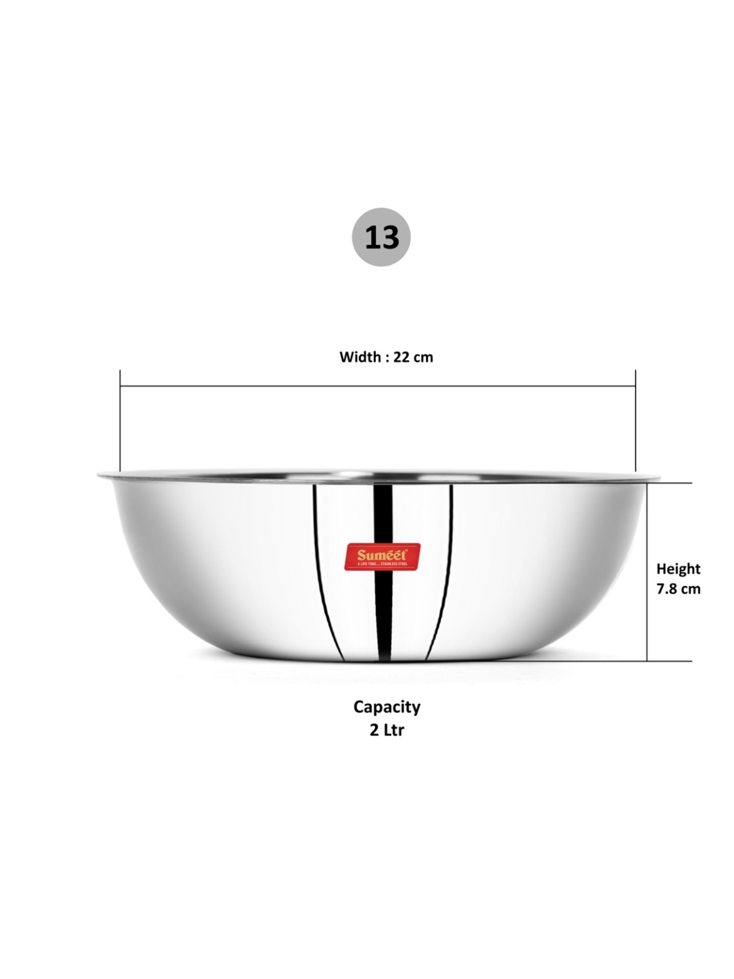 Sumeet Cook Smart TriPly Stainless Steel Tasra - 2Ltr - 22Cm