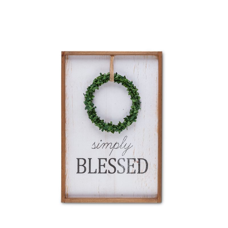 Lone Elm Studios Assorted Wreath Message Wall D'ecor with White Wood Background and Natural Wood Frame (Set of 2)