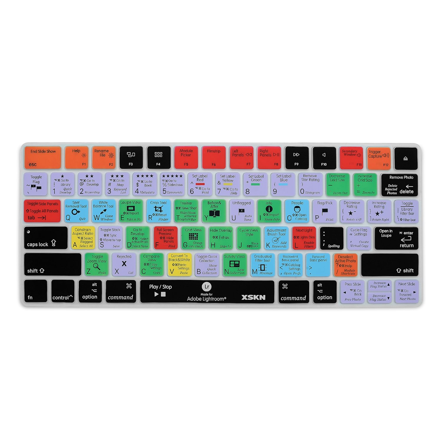 XSKN Magic Keyboard Lightroom Shortcut Keyboard Cover, XSKN Durable LR Hotkeys Silicone Keyboard Skin for Apple Magic Keyboard MLA22LL/A, US version